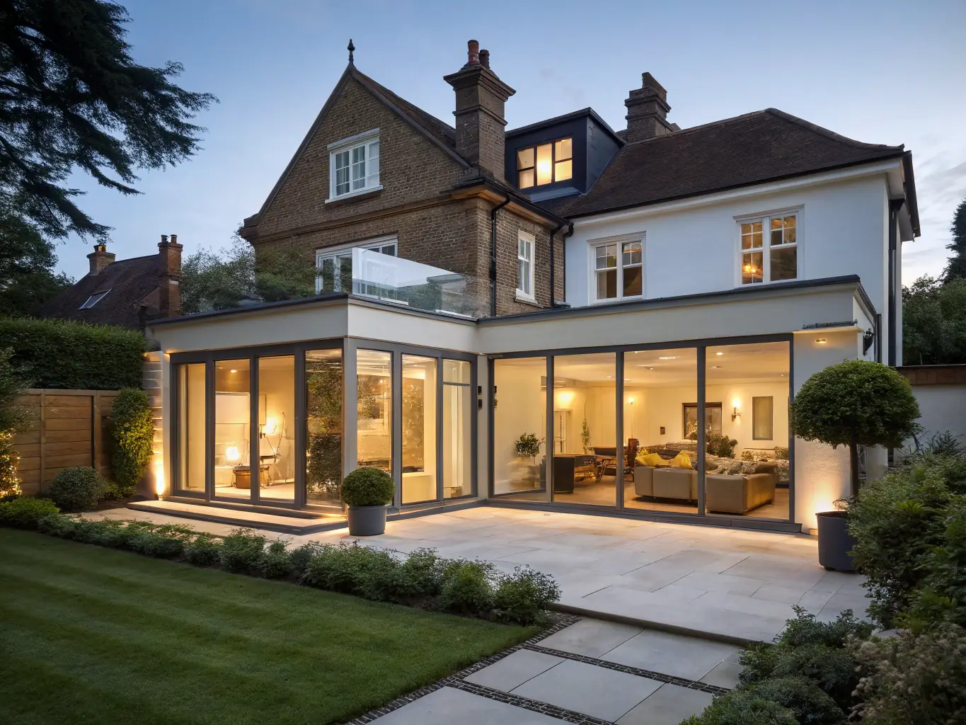 A photograph of a completed home extension, showcasing a seamless integration with the existing structure and a high-quality finish.