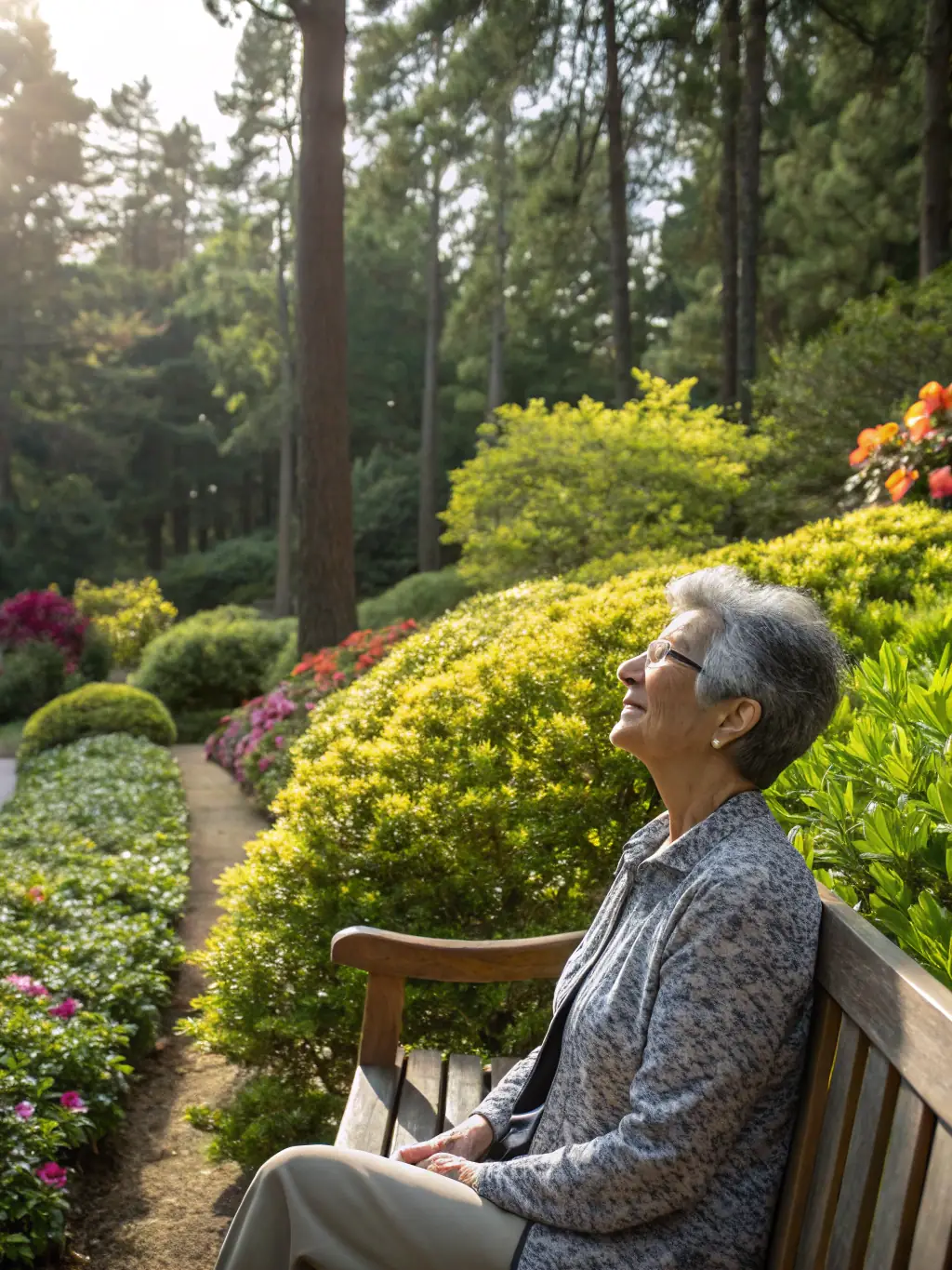 A homeowner relaxing in their beautifully renovated garden, enjoying the peace of mind that comes with stress-free property ownership.