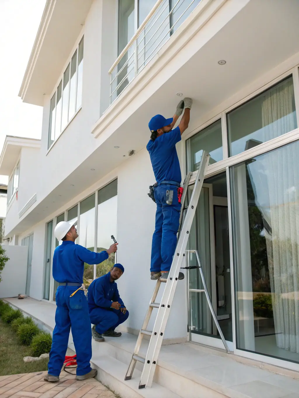 A group of vetted tradespeople working diligently on a home renovation project, showcasing professionalism and expertise.